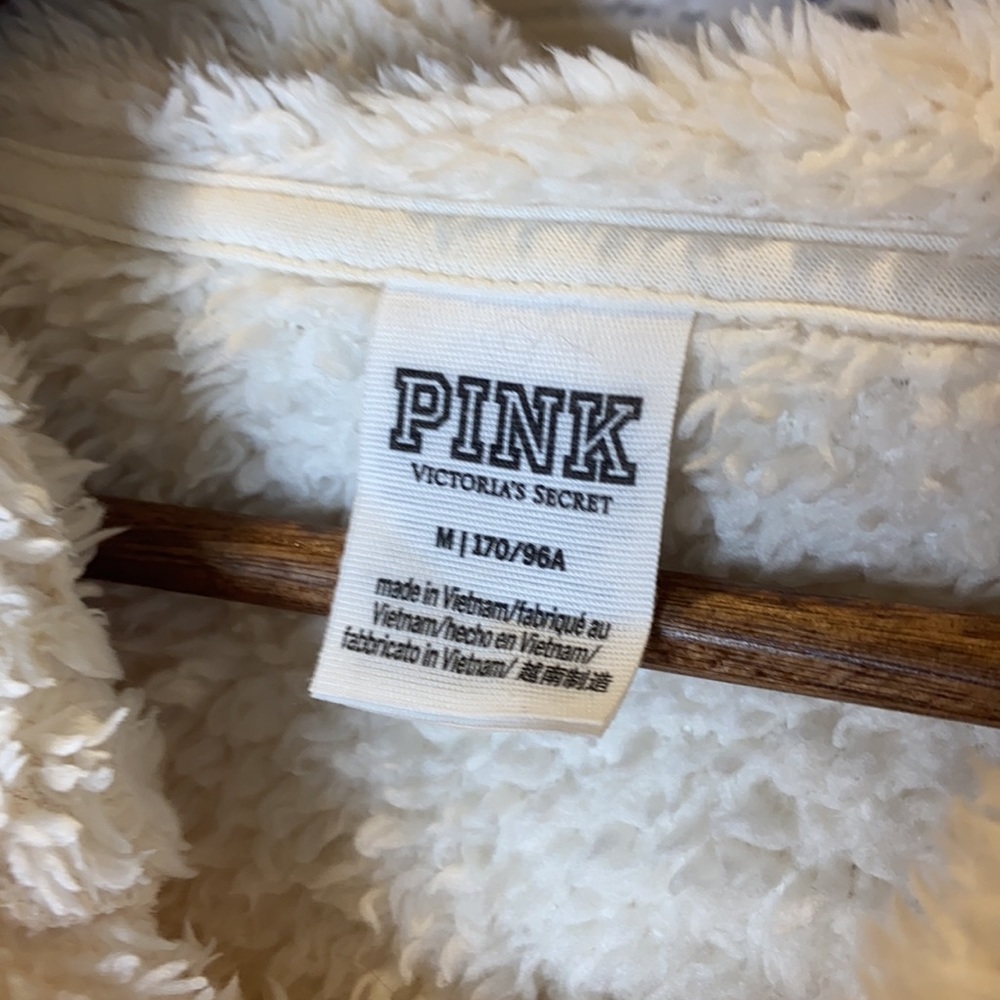 PINK Victoria’s Secret Cream Fleece Hooded Pullover - Picture 7 of 7